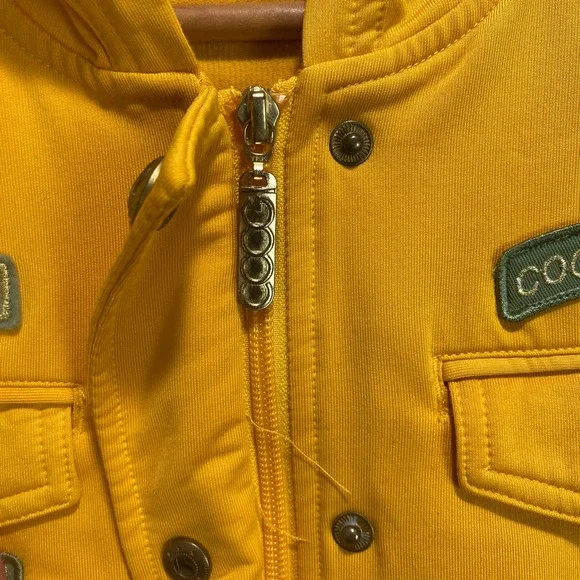Coogi Couture Womens Military Patch Zip Up Hoodie Yellow Large C121510 - Picture 5 of 12